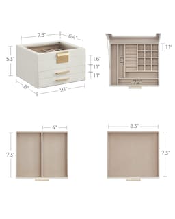 Foto 6 | Joyero Songmics Organizador De 3 Capas Con Tapa De Cristal Y 2 Cajones