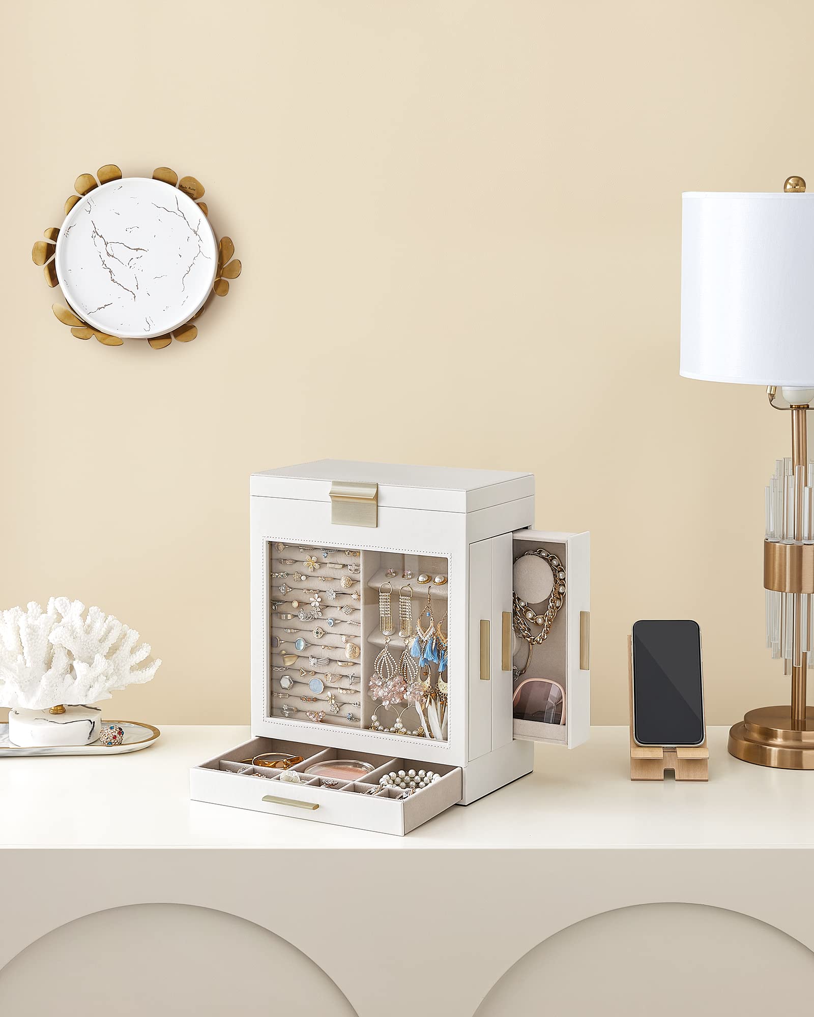 Foto 8 | Joyero Songmics De 5 Capas Con 3 Cajones Laterales, Color Blanco Nube