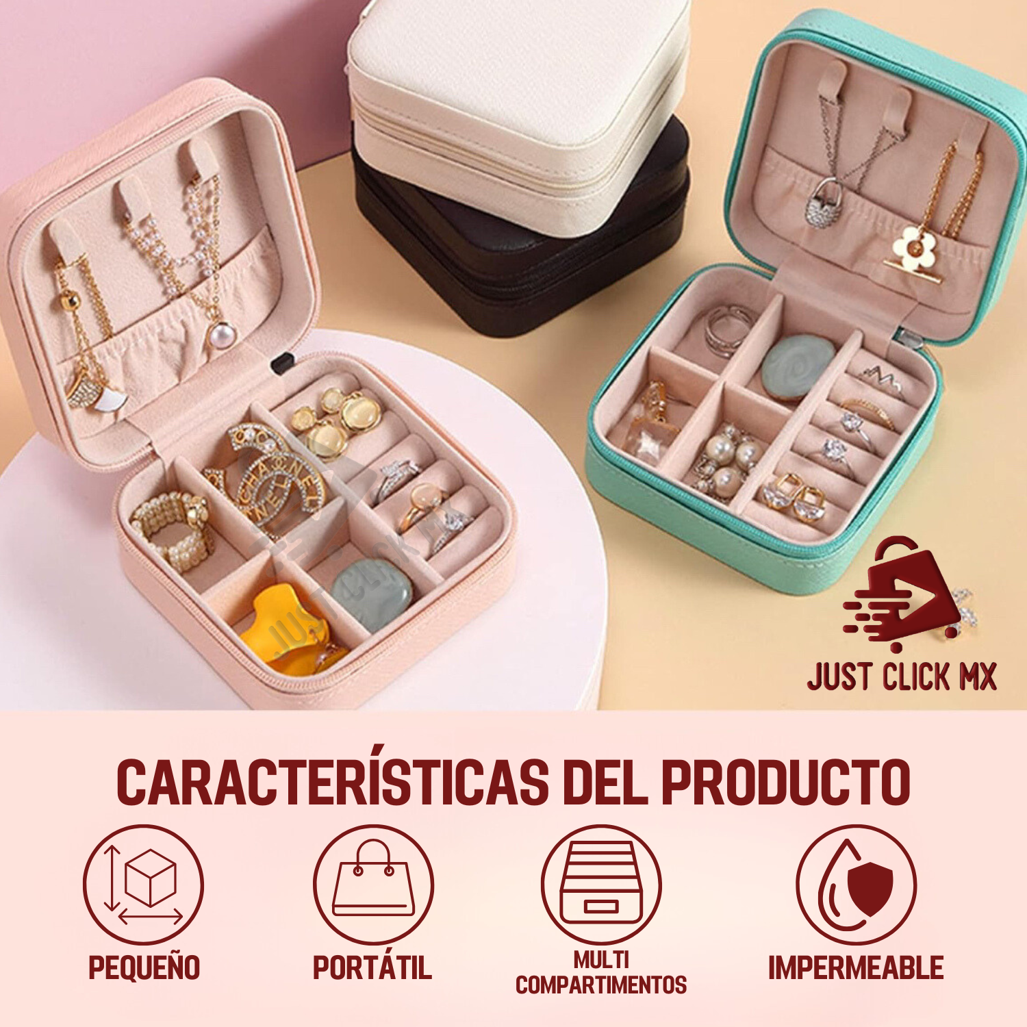 Foto 5 | Alhajero Portátil JustClick MX Rosa