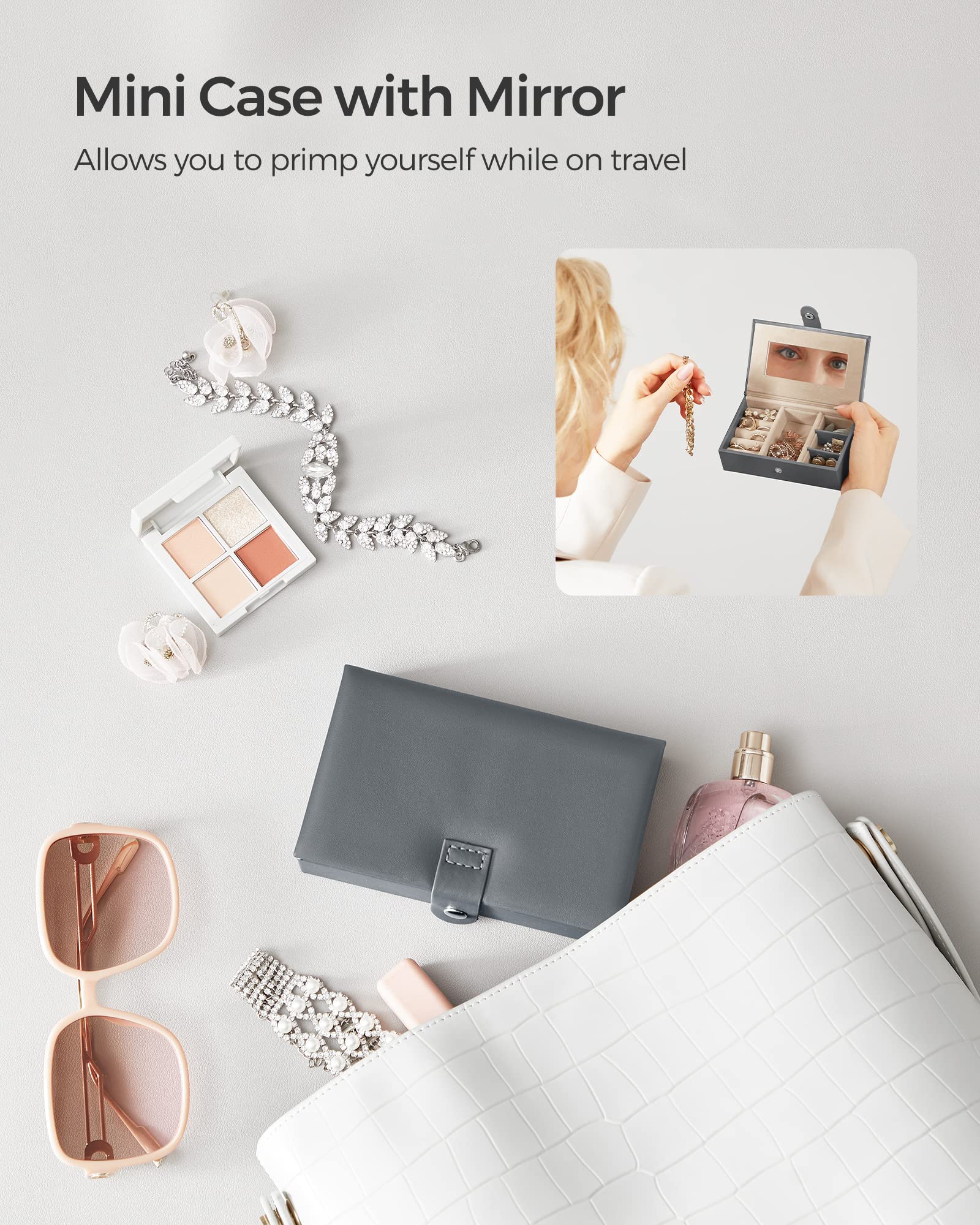Foto 4 | Joyero Songmics De 3 Capas Con 2 Cajones Y Funda De Viaje Bl