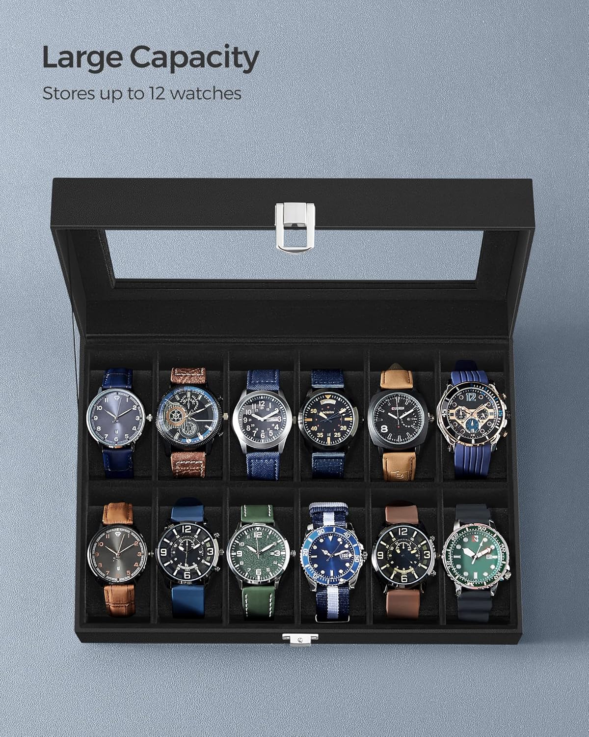 Foto 3 pulgar | Caja para 12 Relojes Songmics Piel Sintética