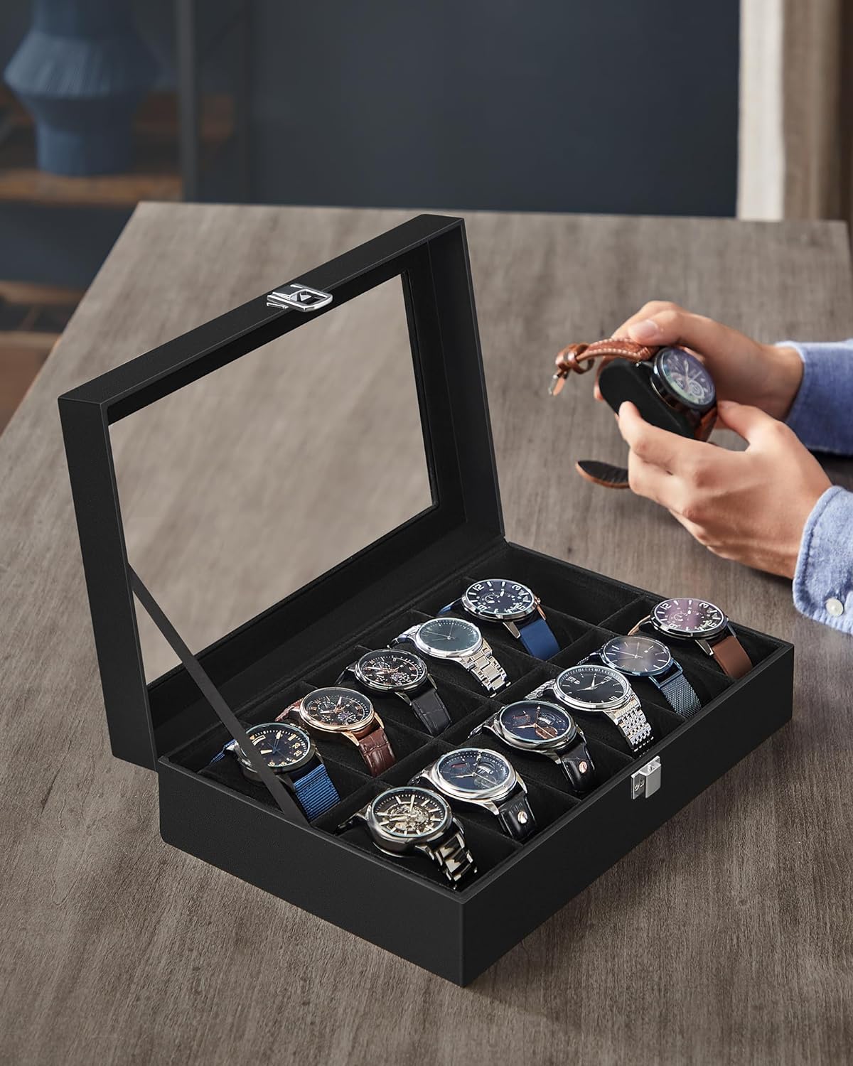 Foto 4 | Caja para 12 Relojes Songmics Piel Sintética