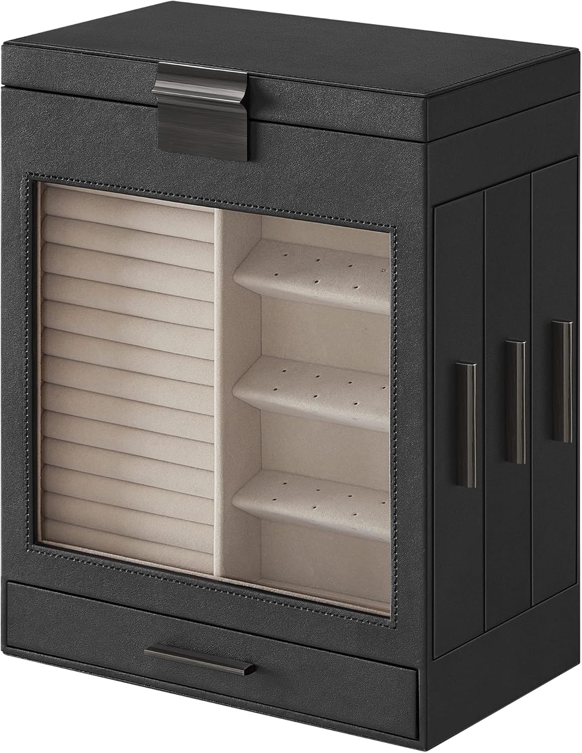Joyero Songmics de 5 Niveles Con Ventana De Cristal Y Cajones Laterales