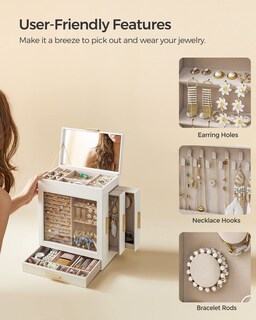 Foto 5 | Joyero Songmics de 5 Capas con 3 Cajones Laterales Blanco - Venta Internacional