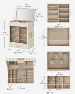 Foto 6 | Joyero Songmics de 5 Capas con 3 Cajones Laterales Blanco - Venta Internacional