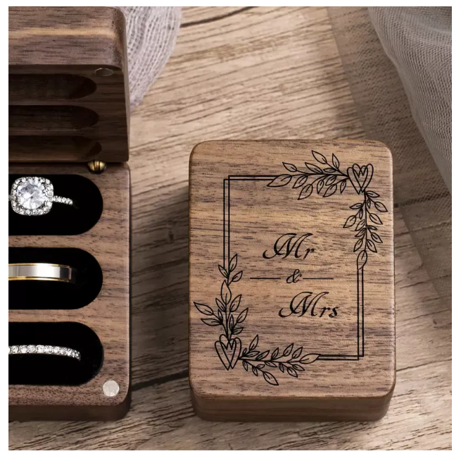 Foto 2 | Caja De Anillos Xtellar  Nogal Con Anillos Regalo De San Valentín