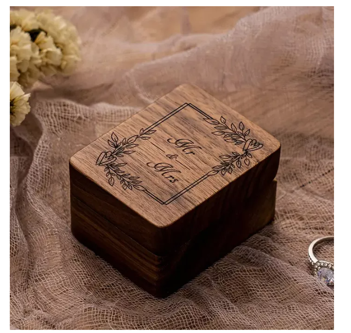 Foto 6 pulgar | Caja De Anillos Xtellar  Nogal Con Anillos Regalo De San Valentín