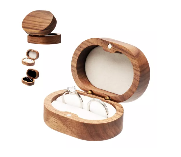 Foto 2 pulgar | Caja Xtellar para Anillos de Boda o Compromiso Marrón con Interior Blanco