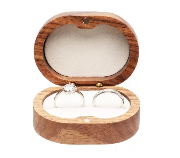 Foto 4 pulgar | Caja Xtellar para Anillos de Boda o Compromiso Marrón con Interior Blanco