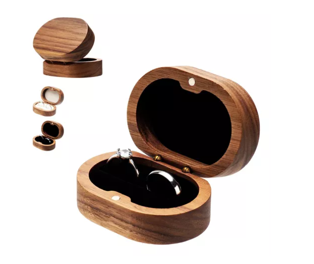 Foto 2 pulgar | Caja Xtellar para Anillos de Boda o Compromiso Marrón con Interior Negro