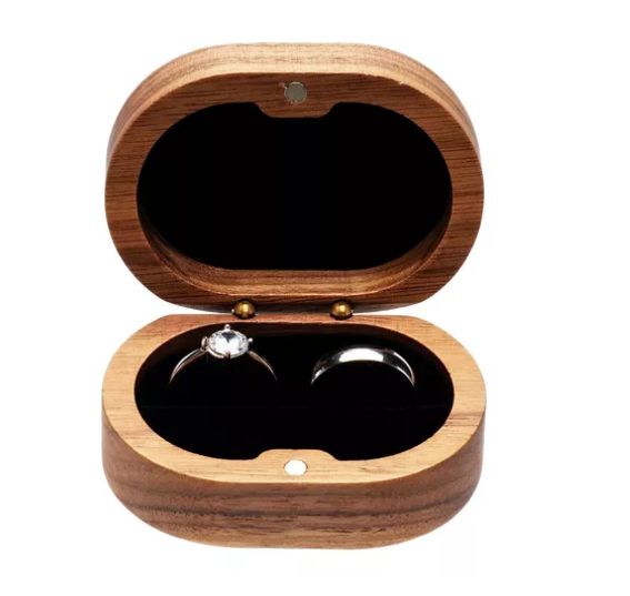 Foto 4 pulgar | Caja Xtellar para Anillos de Boda o Compromiso Marrón con Interior Negro
