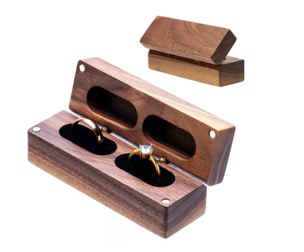 Foto 2 pulgar | Caja Xtellar para Dos Anillos de Boda o Compromiso Marrón con Interior Negro
