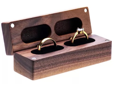Foto 3 | Caja Xtellar para Dos Anillos de Boda o Compromiso Marrón con Interior Negro