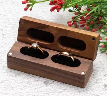 Foto 4 | Caja Xtellar para Dos Anillos de Boda o Compromiso Marrón con Interior Negro