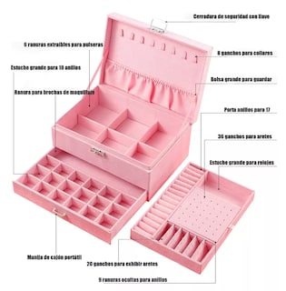 Foto 4 | Estuche Alhajero Xtellar Caja De Joyería Rosa