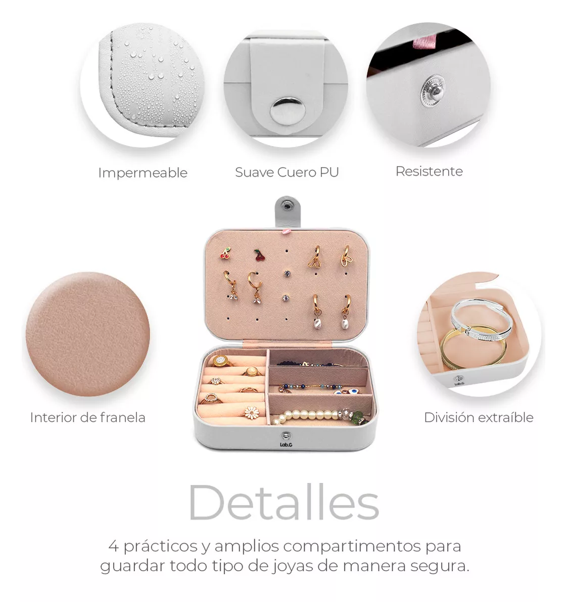Foto 5 pulgar | Joyero Organizador De Joyas Color Blanco