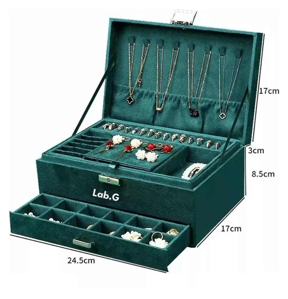 Foto 3 pulgar | Estuche Caja Joyería Lab.g Retro Multifuncional Grand Capacidad Verde