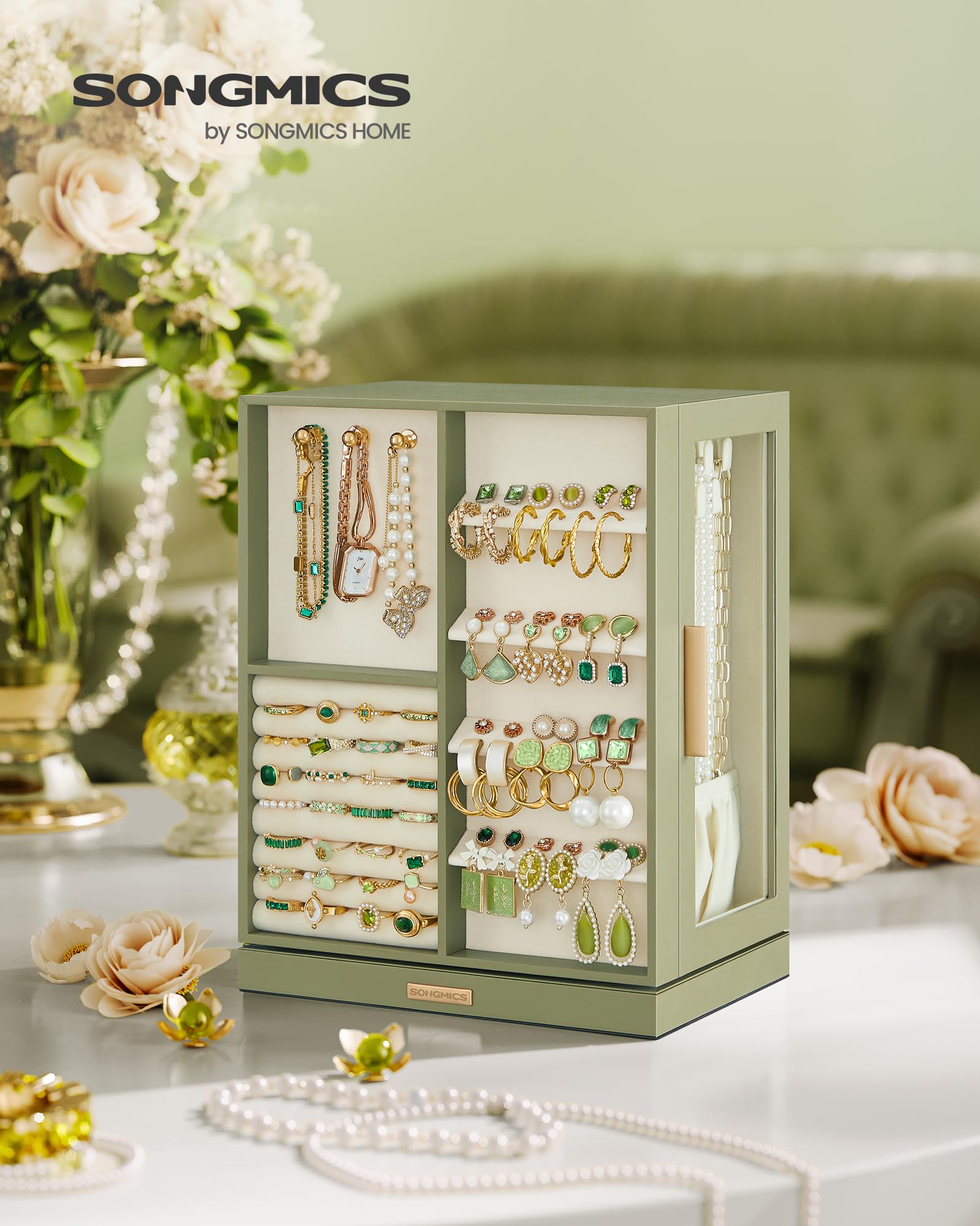 Foto 2 | Joyero Songmics Que Gira 360° Con 5 Cajones, Color Verde Laurel - Venta Internacional.