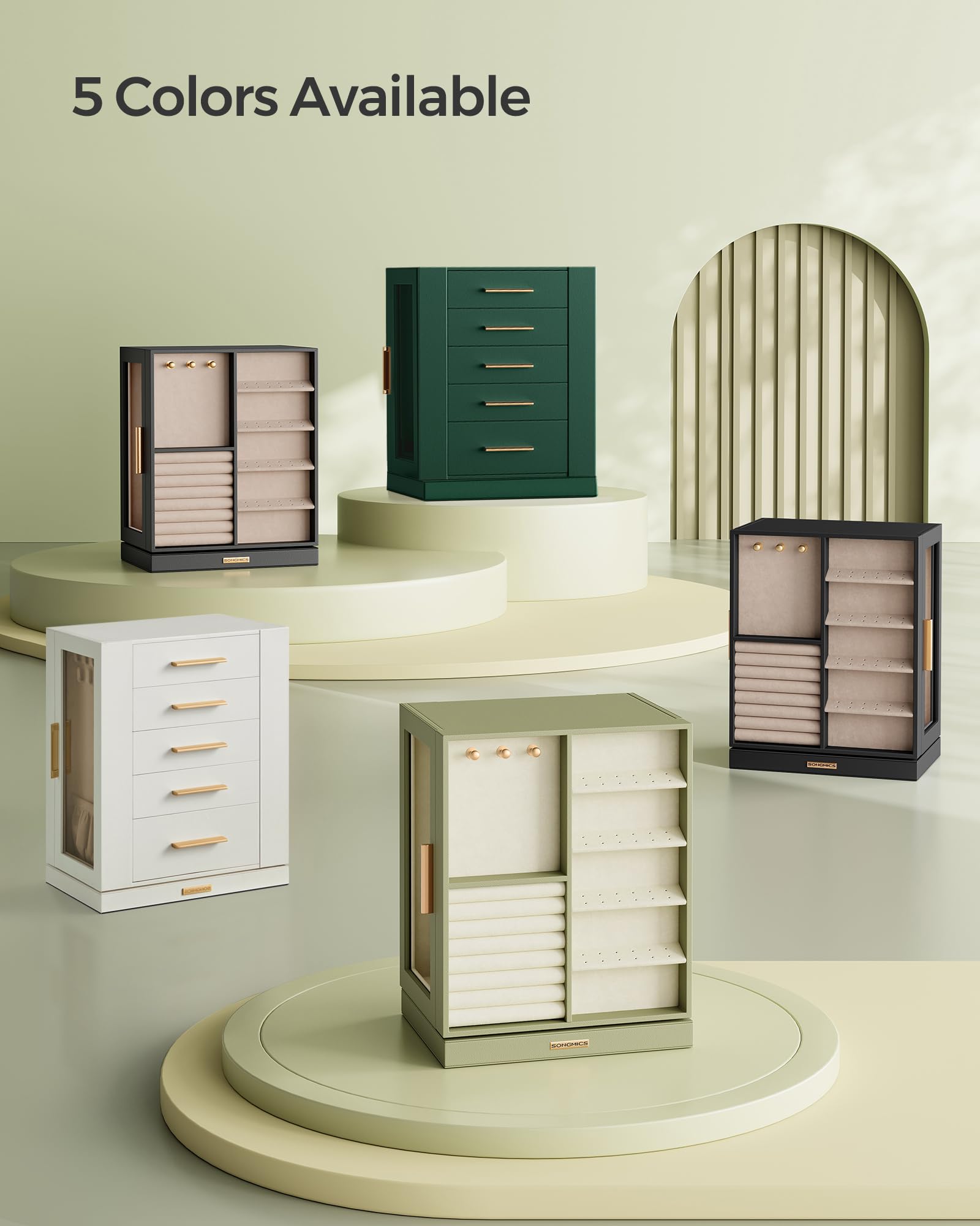 Foto 6 | Joyero Songmics Que Gira 360° Con 5 Cajones, Color Verde Laurel - Venta Internacional.