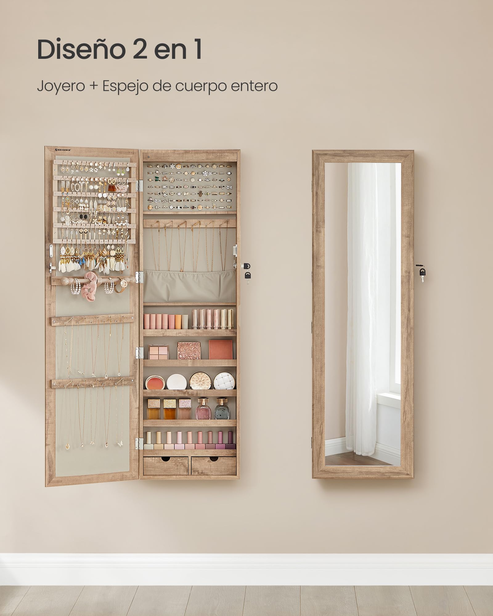 Foto 5 pulgar | Joyero Songmics con Luz Led 120 cm