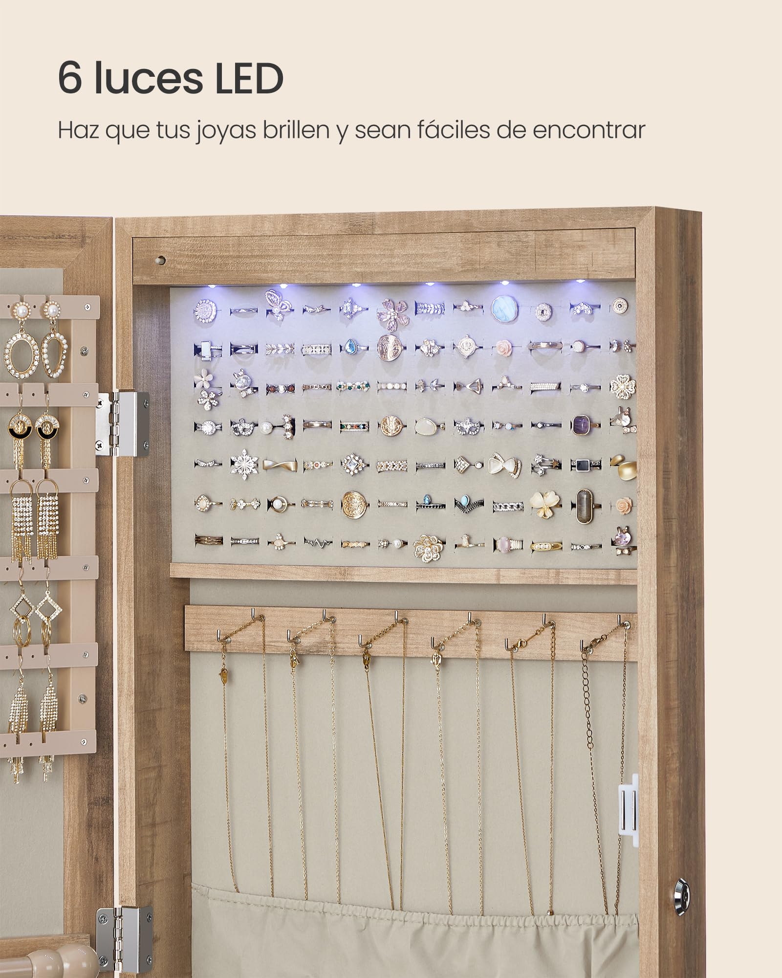 Foto 8 pulgar | Joyero Songmics con Luz Led 120 cm