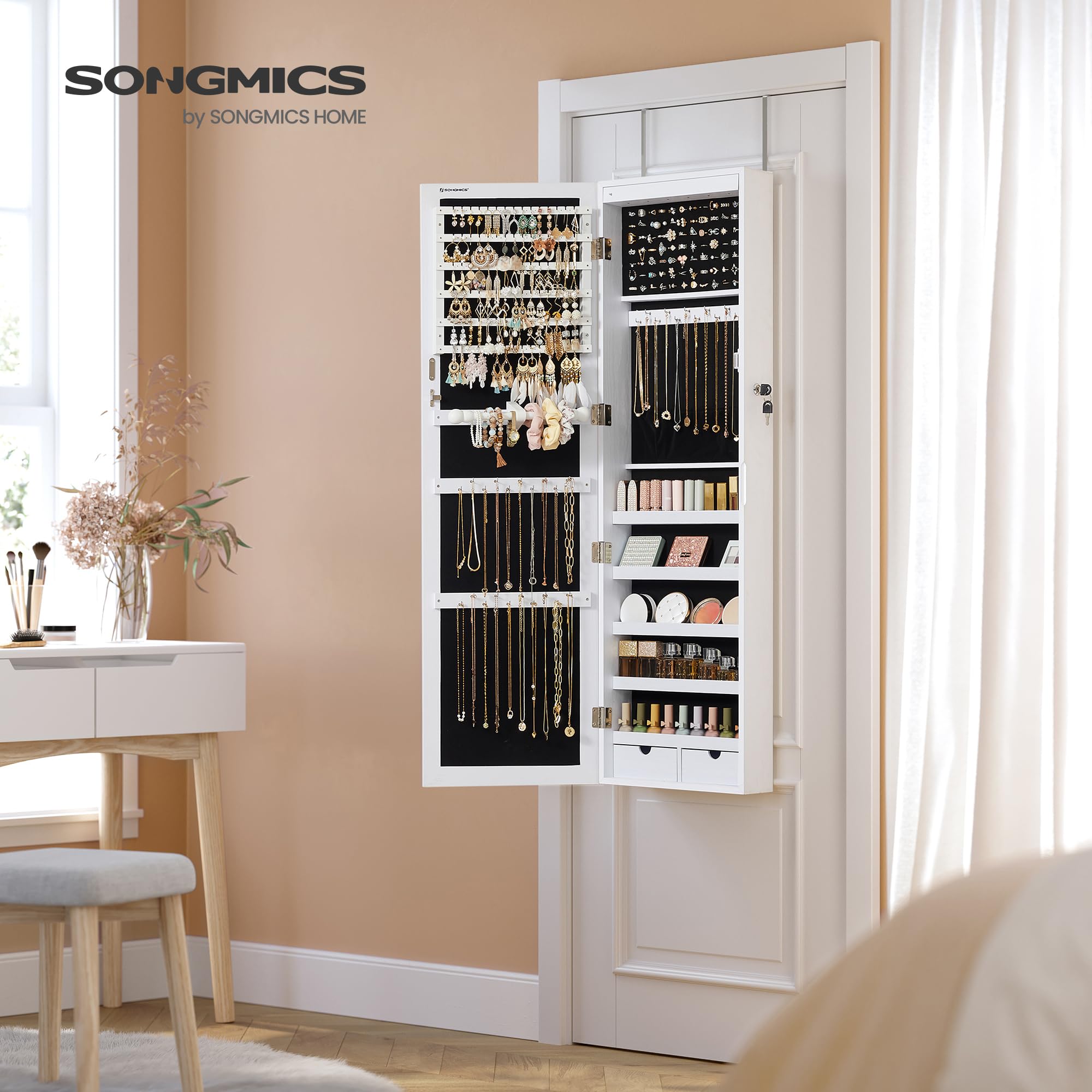 Foto 4 pulgar | Joyero de Plástico Songmics con Espejo Led de 120 cm