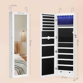 Foto 5 | Joyero de Plástico Songmics con Espejo Led de 120 cm