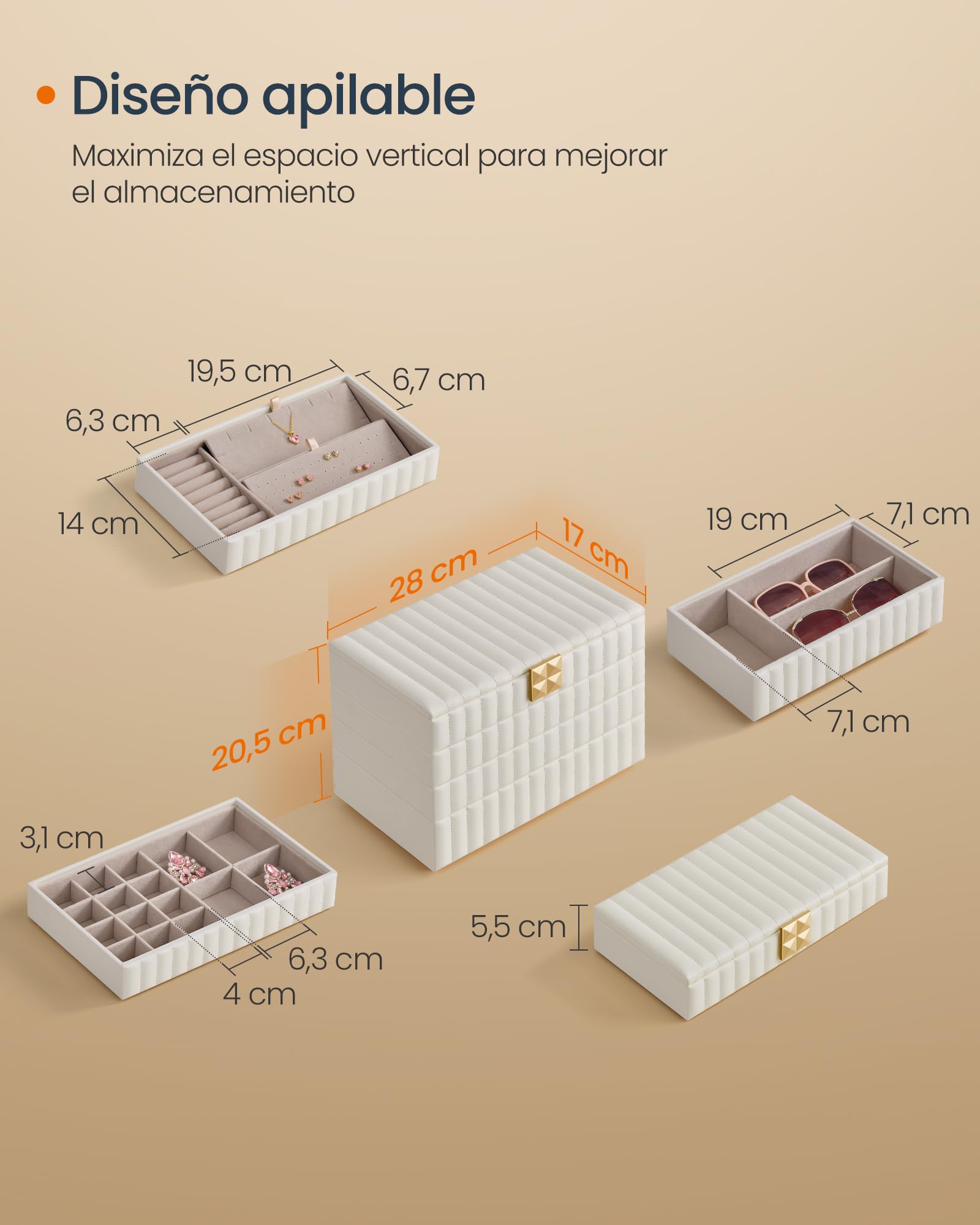 Foto 5 | Joyero Songmics 4 Capas Blanca