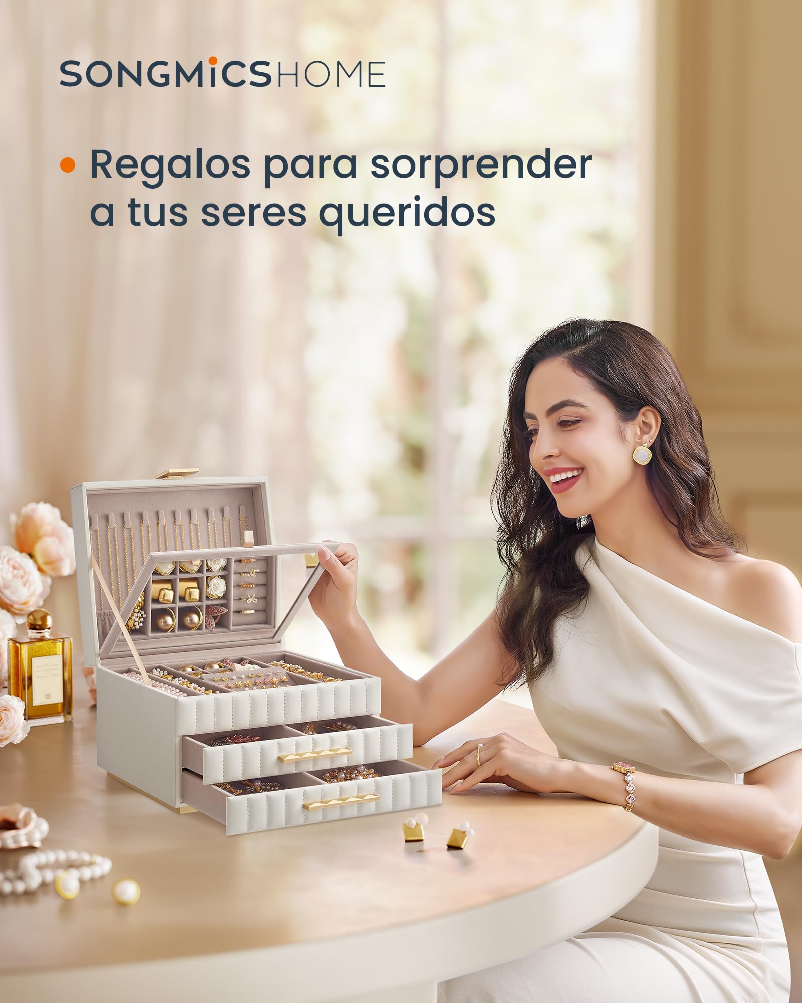 Foto 2 | Joyero Songmics de 3 Capas Blanco