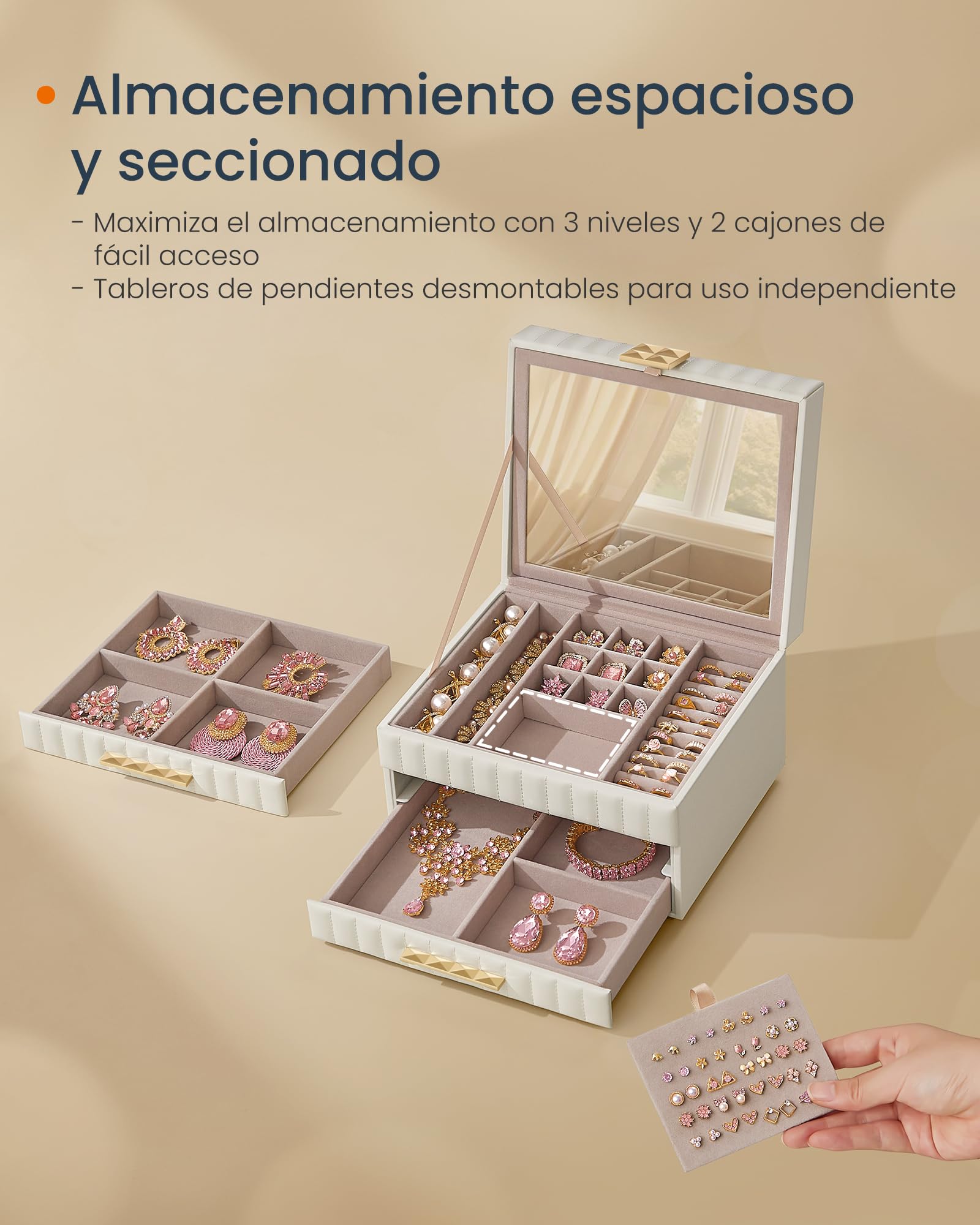 Foto 5 pulgar | Joyero Songmics de 3 Capas Blanco