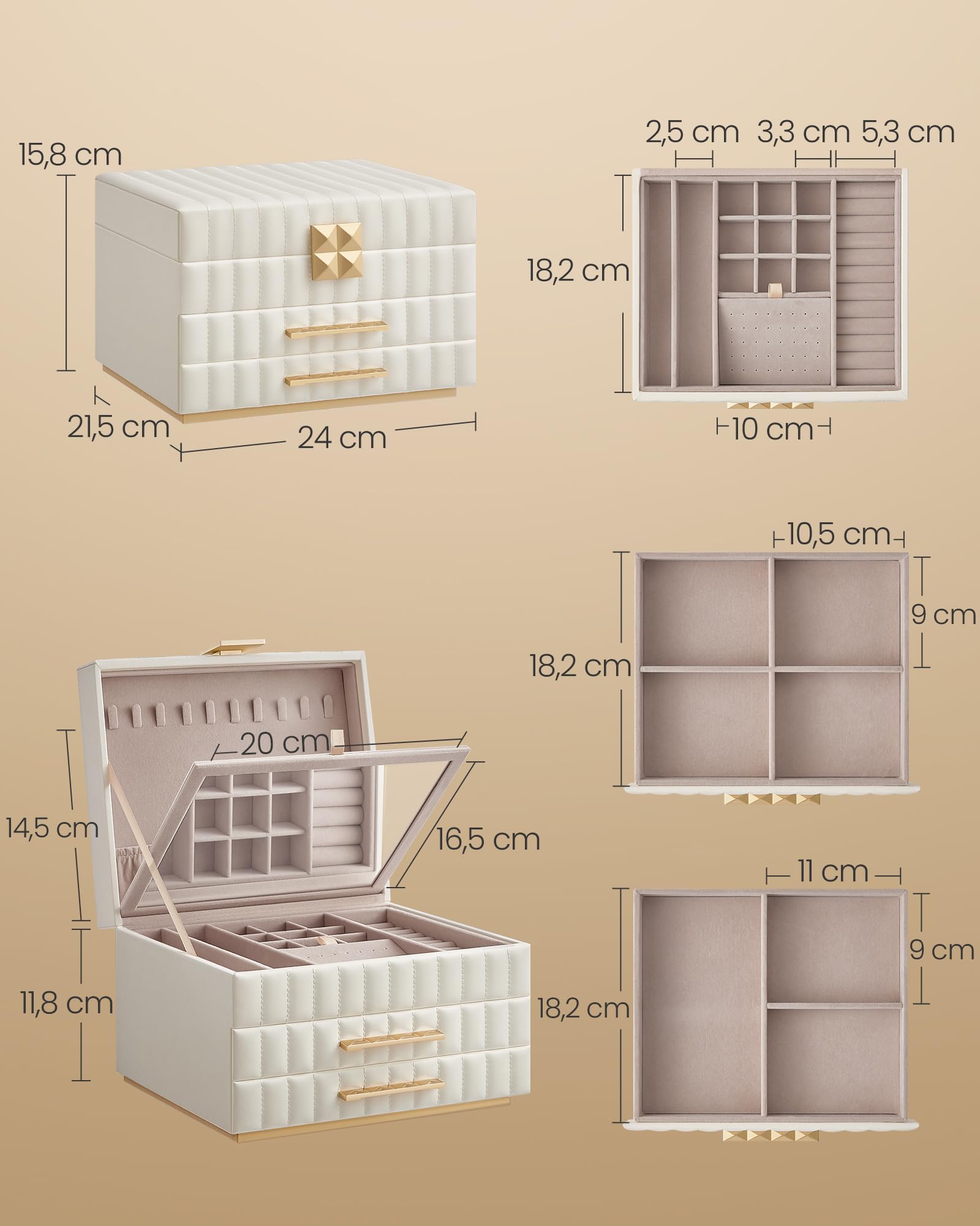 Foto 5 | Joyero Songmics de 3 Capas Blanco