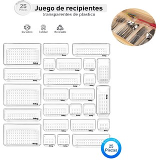 Foto 2 | Organizador De Cajones Joyas Maquillaje 25 Pzas Belug, De Plástico Transparente