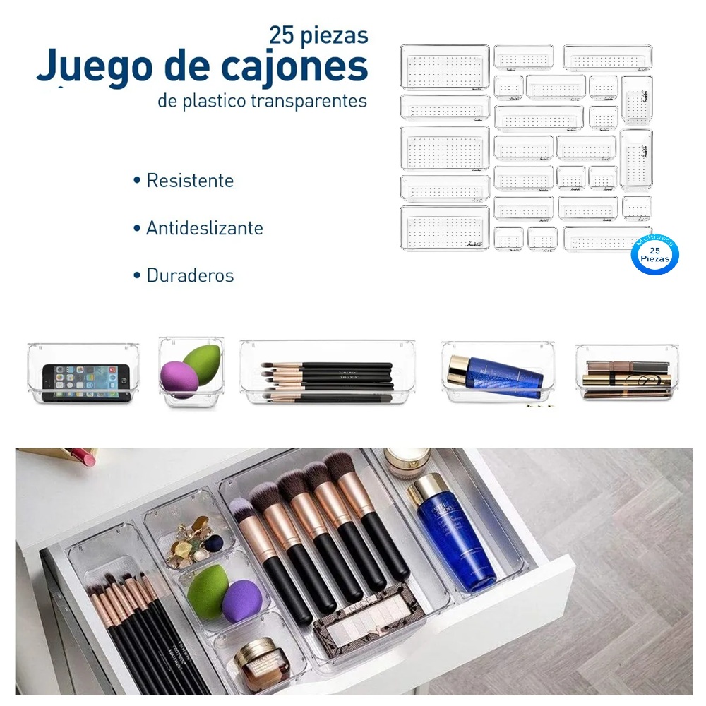 Foto 2 | Organizador De Cajones Joyas Maquillaje 25 Pzas Lab.g, De Plástico Transparente
