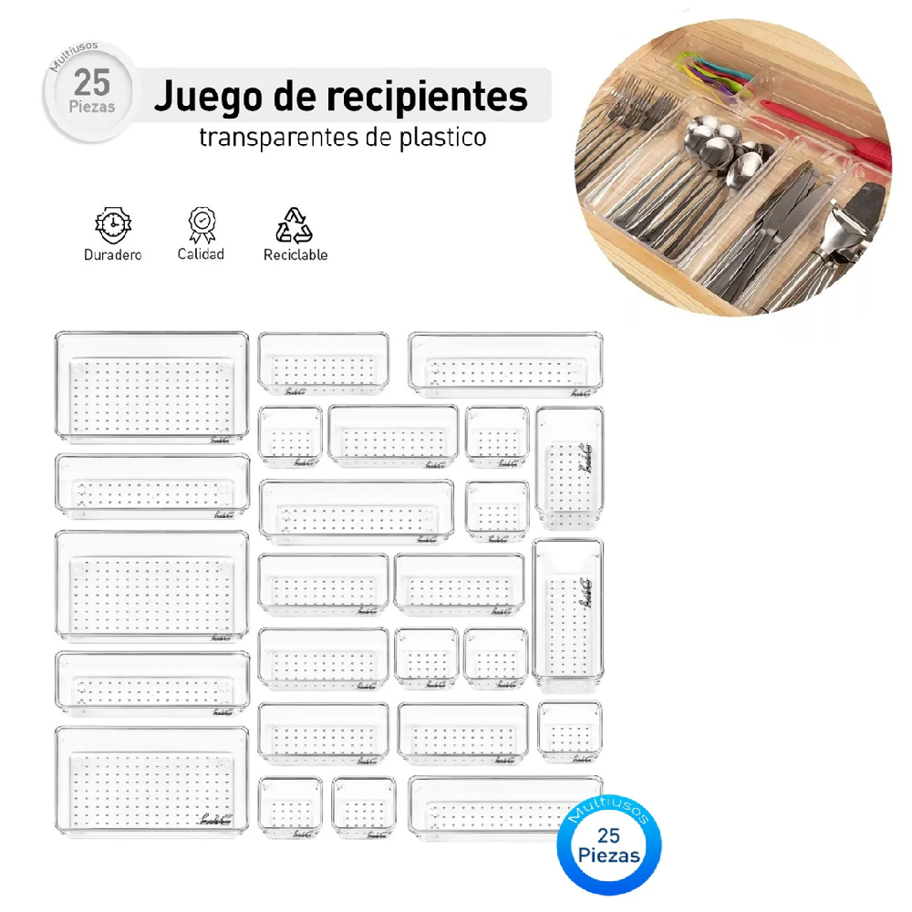 Foto 4 pulgar | Organizador De Cajones Joyas Maquillaje 25 Pzas Lab.g, De Plástico Transparente