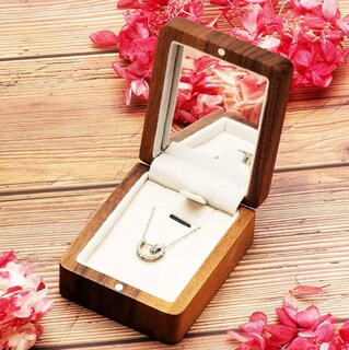 Foto 4 | Caja Xtellar De Madera Nogal Colgante Collar Con Espejo Portátil