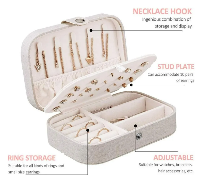 Foto 4 pulgar | Estuche Xtellar De Cuero Para Almacenamiento De Joyas Blanco