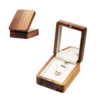 Foto 2 | Caja De Madera Nogal Colgante Collar Con Espejo Portátil Belug, Blanco Cafe