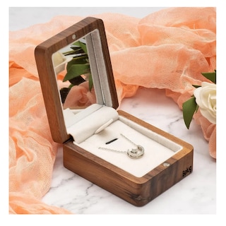 Foto 5 | Caja De Madera Nogal Colgante Collar Con Espejo Portátil Belug, Blanco Cafe