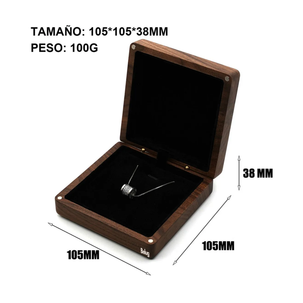 Foto 4 pulgar | Caja De Madera Nogal Colgante Para Collar Estuche De Joyería Belug, Cafe Negro