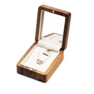 Foto 1 | Caja De Madera Nogal Colgante Collar Con Espejo Portátil Lab.g, Blanco Cafe