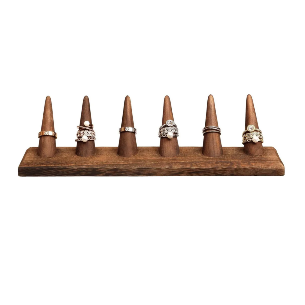 Foto 4 pulgar | Exhibidor De Madera De Anillos Belug  Soporte Para Joyería Joyas Cafe