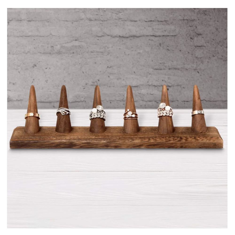 Foto 5 pulgar | Exhibidor De Madera De Anillos Belug  Soporte Para Joyería Joyas Cafe