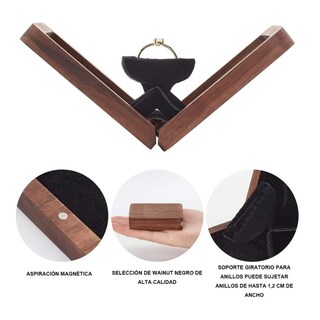 Foto 4 | Caja Giratoria De Madera Nogal Para Anillos De Compromiso Belug, Cafe Negro