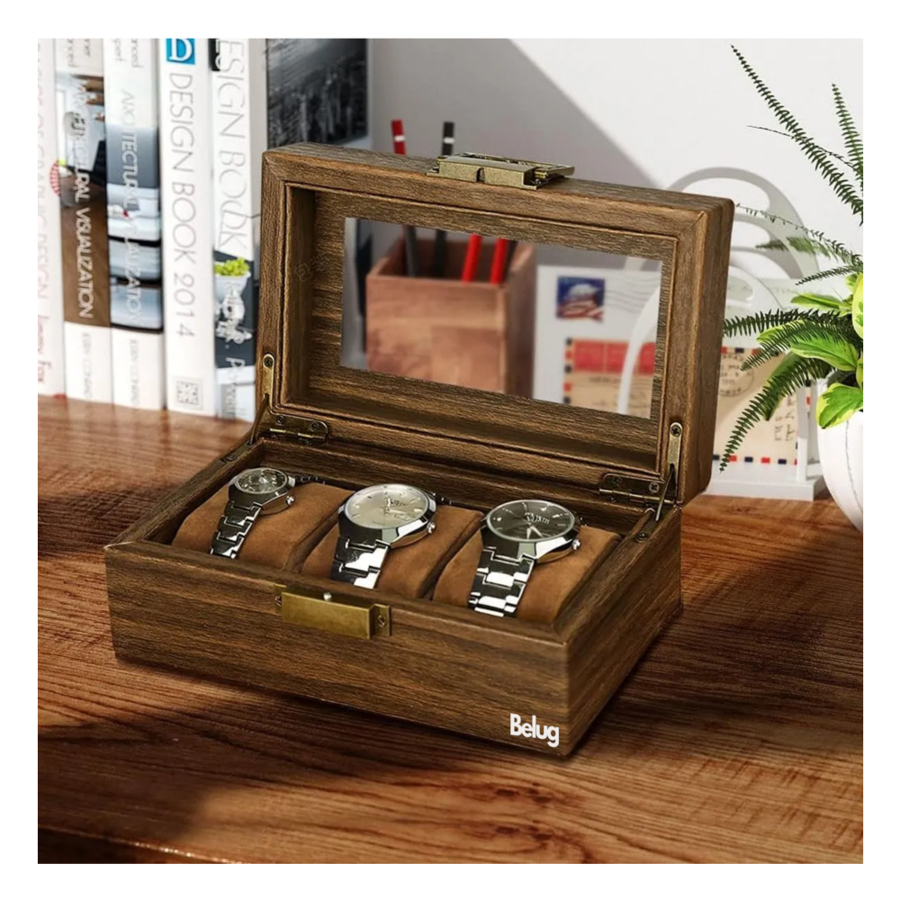 Foto 5 pulgar | Caja Organizadora de Madera para Relojes Belug Café