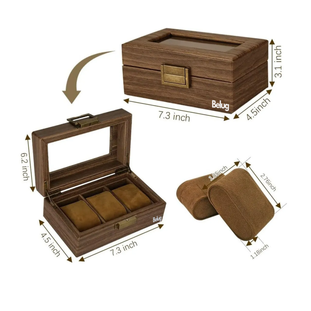 Foto 6 pulgar | Caja Organizadora de Madera para Relojes Belug Café