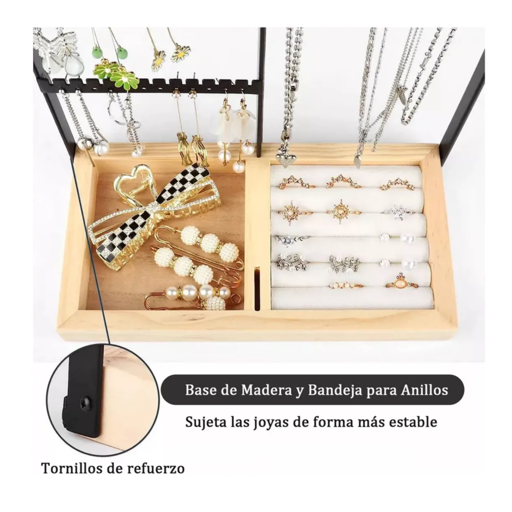 Foto 3 | Organizador de Joyas Belug  de Madera Café