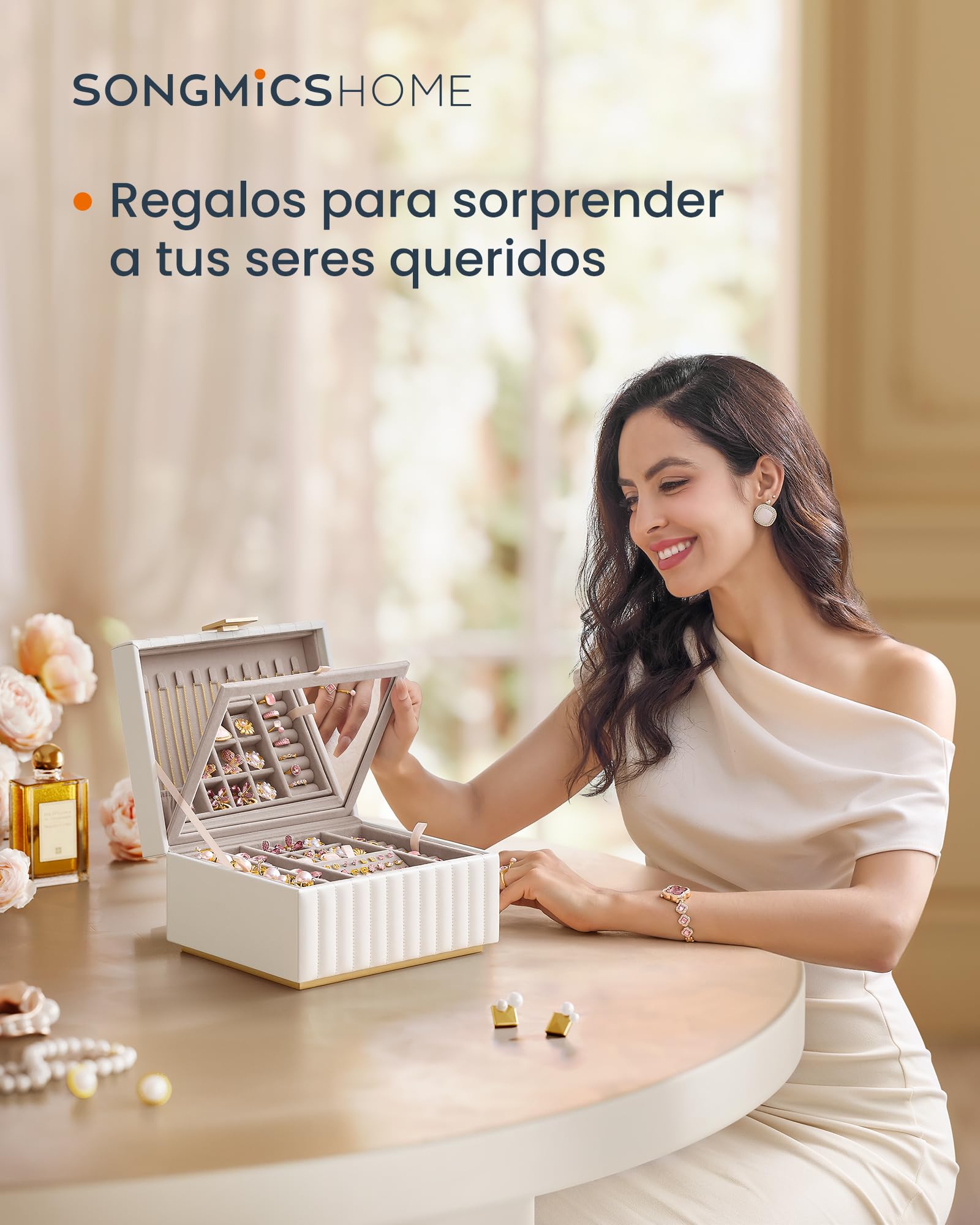 Foto 2 | Joyero Songmics Mjbc182w01 2 Capas con Espejo Blanco