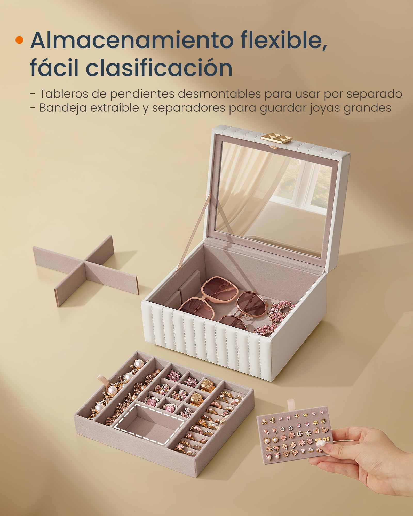 Foto 4 | Joyero Songmics Mjbc182w01 2 Capas con Espejo Blanco