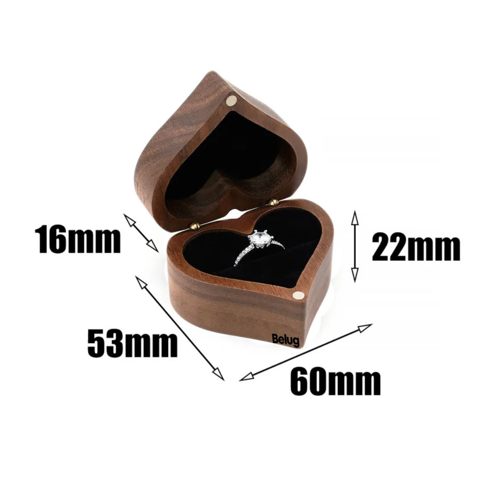 Foto 4 pulgar | Caja para Anillo Belug Corazón de Madera Nogal