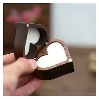 Foto 5 | Caja para Anillo Belug Corazón de Madera Nogal